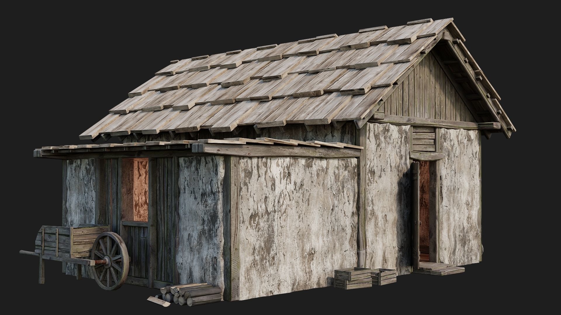 Old Medieval Building 4K Textures GameReady 127 Low-poly 3D model_1