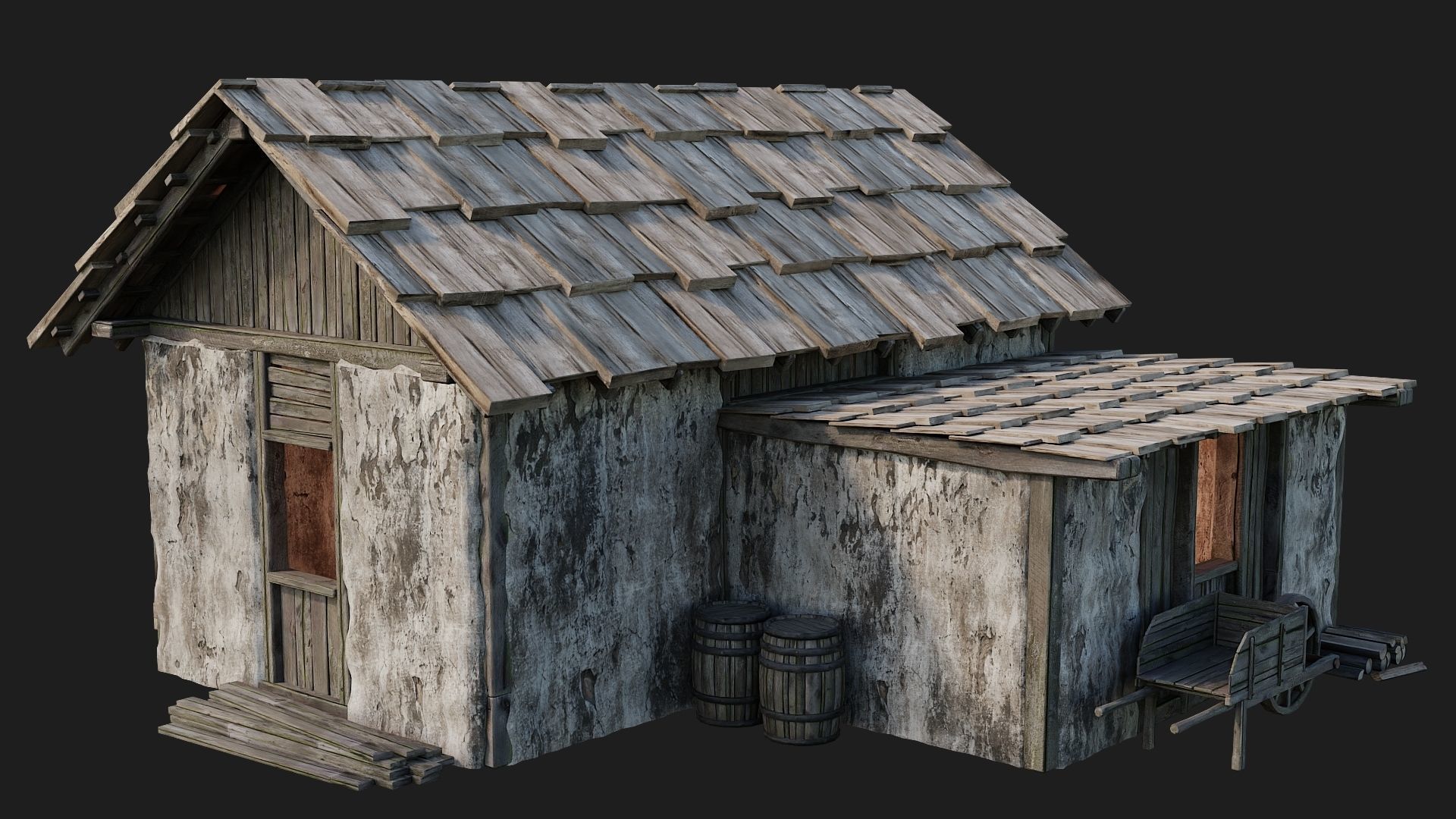 Old Medieval Building 4K Textures GameReady 127 Low-poly 3D model_3