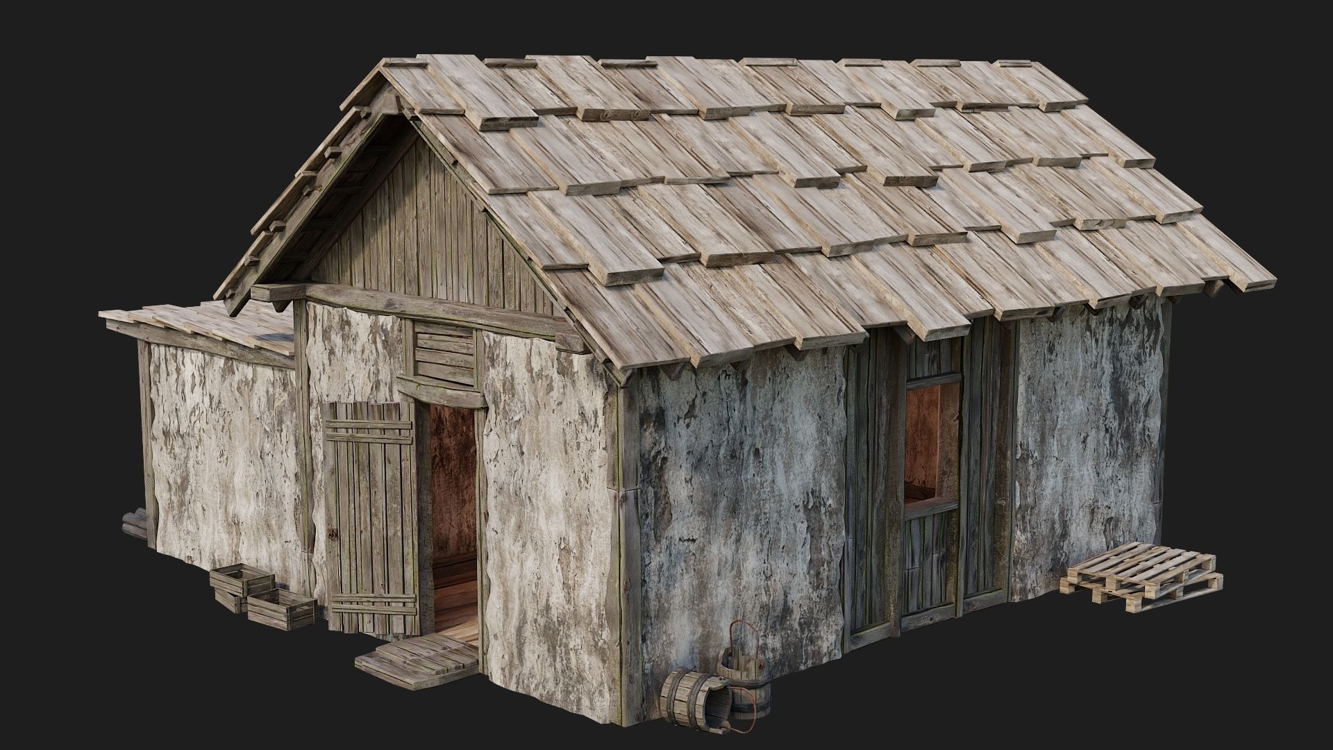 Old Medieval Building 4K Textures GameReady 127 Low-poly 3D model_11