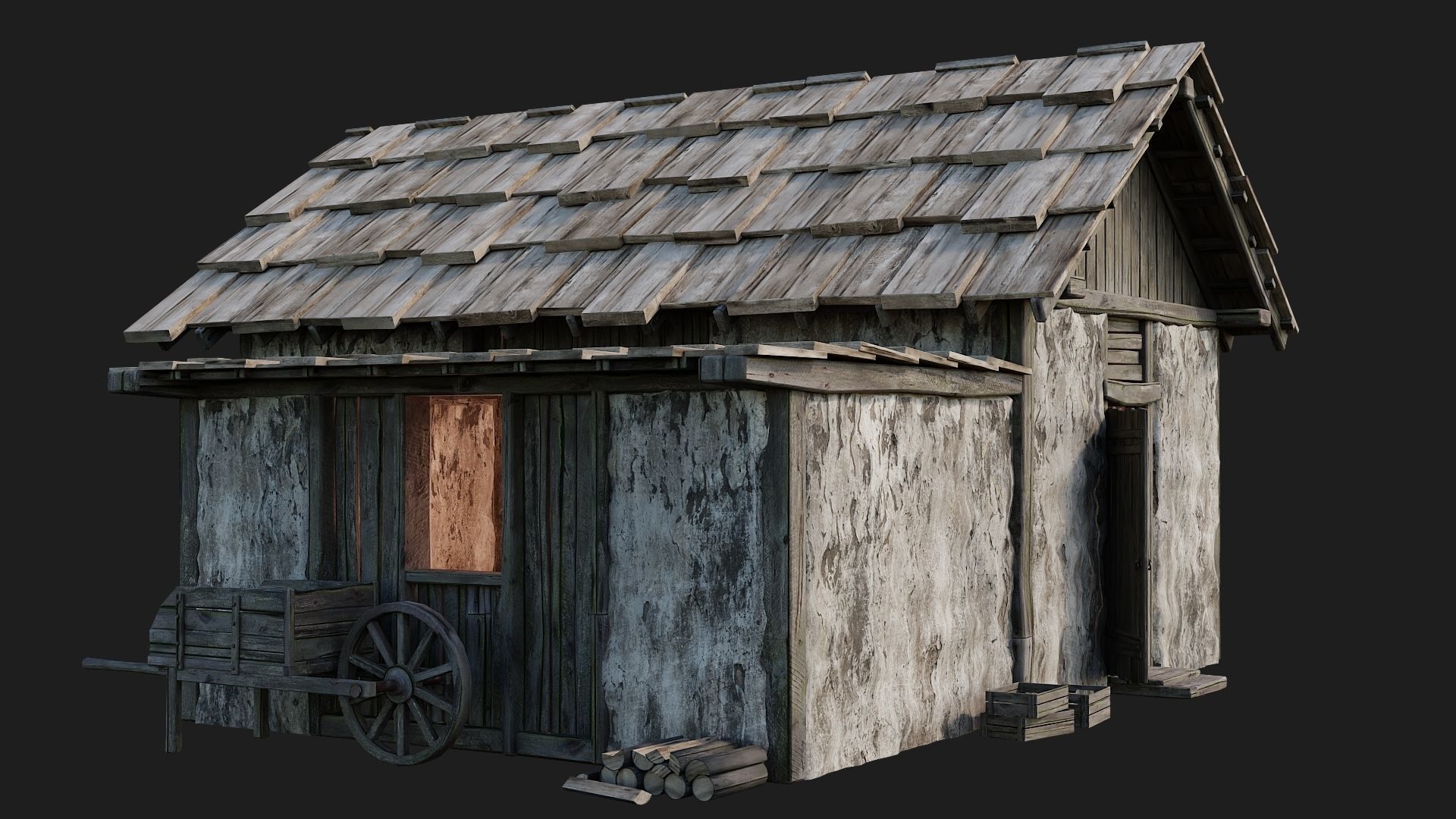 Old Medieval Building 4K Textures GameReady 127 Low-poly 3D model_9