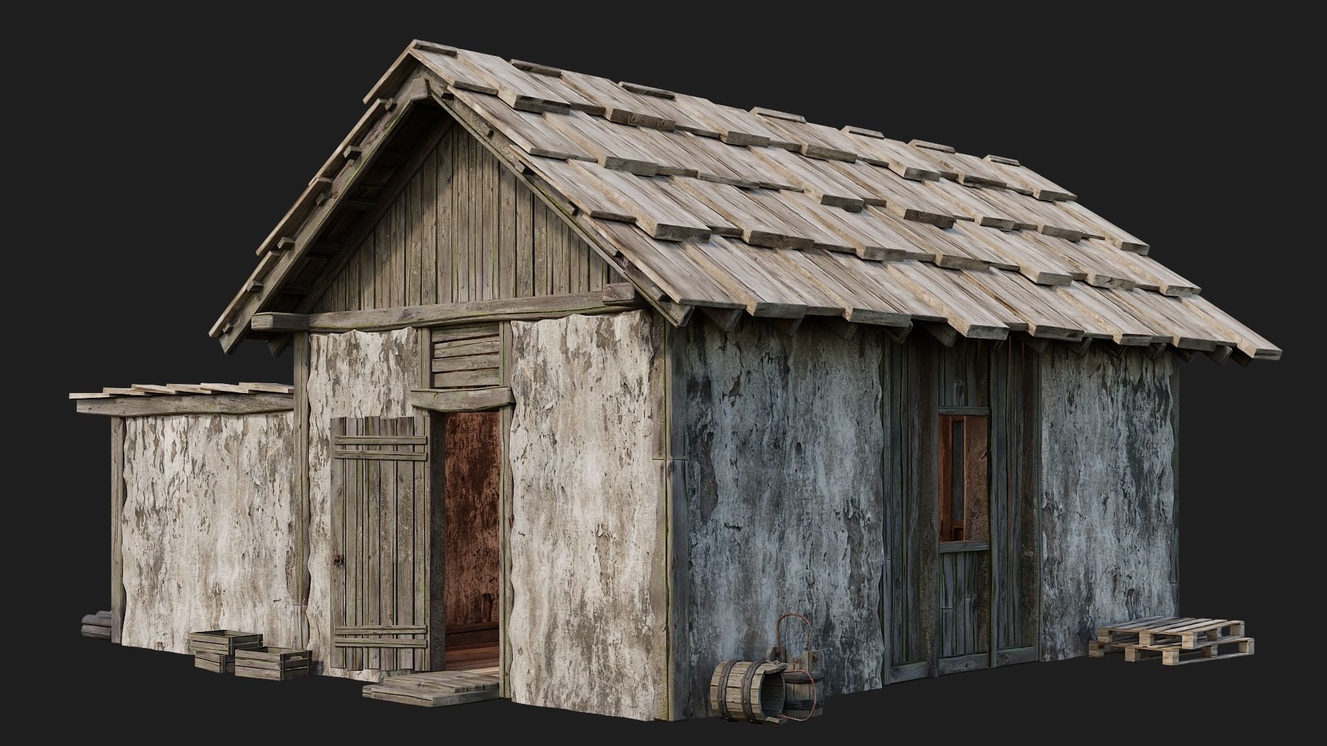 Old Medieval Building 4K Textures GameReady 127 Low-poly 3D model_6