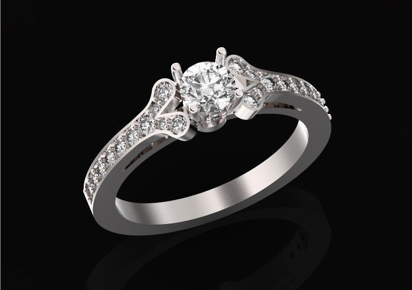 Elegant set engagement and earrings with round diamond 500 3D Model Collection_31