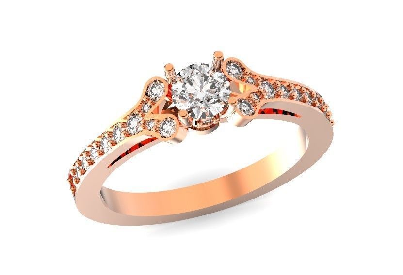 Elegant set engagement and earrings with round diamond 500 3D Model Collection_42