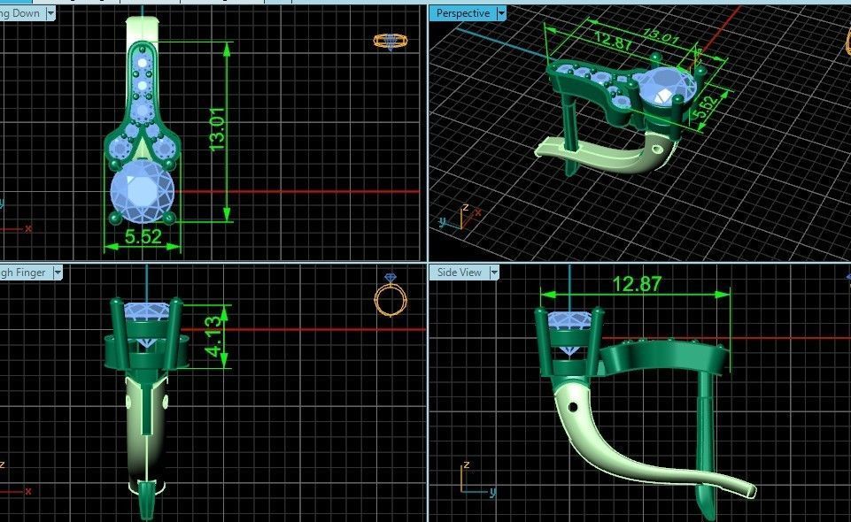 Elegant set engagement and earrings with round diamond 500 3D Model Collection_23