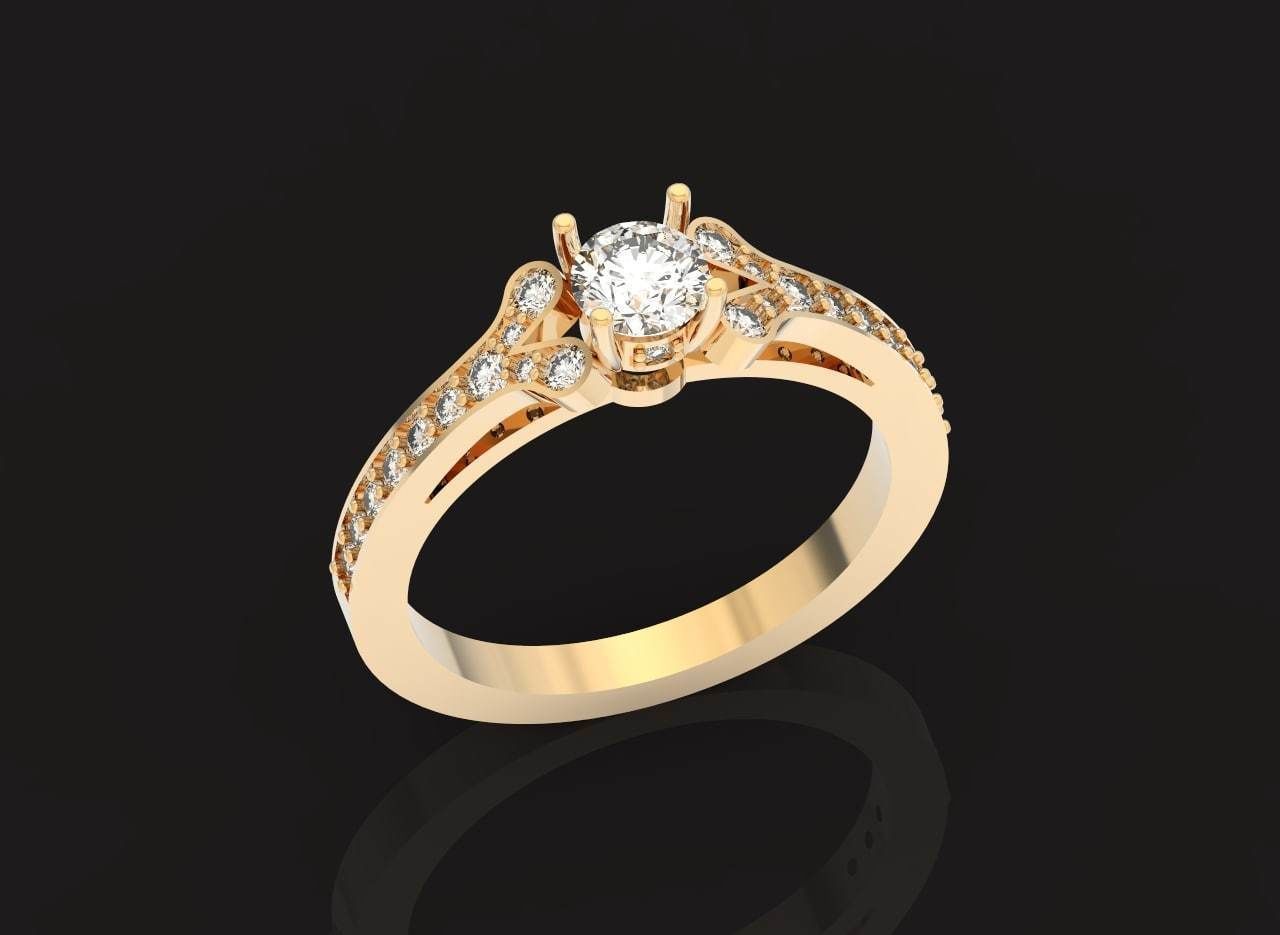 Elegant set engagement and earrings with round diamond 500 3D Model Collection_15