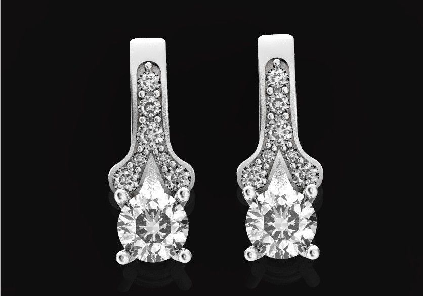 Elegant set engagement and earrings with round diamond 500 3D Model Collection_13