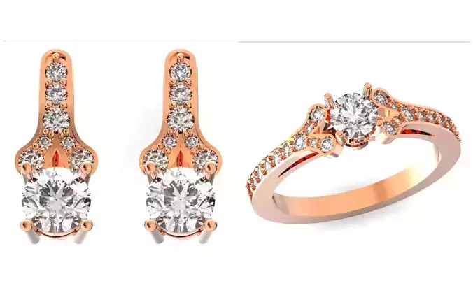 Elegant set engagement and earrings with round diamond 500