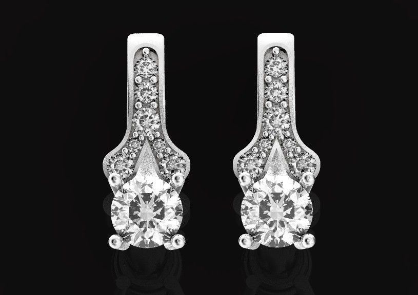 Elegant set engagement and earrings with round diamond 500 3D Model Collection_8