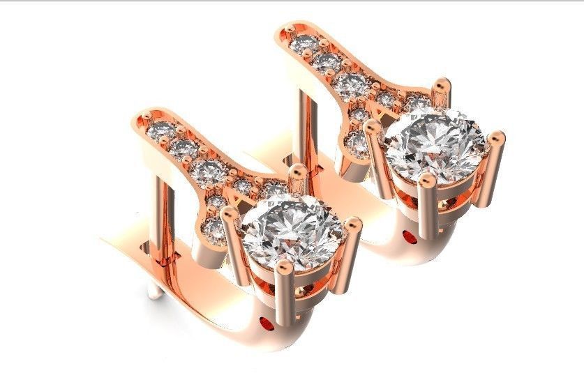 Elegant set engagement and earrings with round diamond 500 3D Model Collection_29