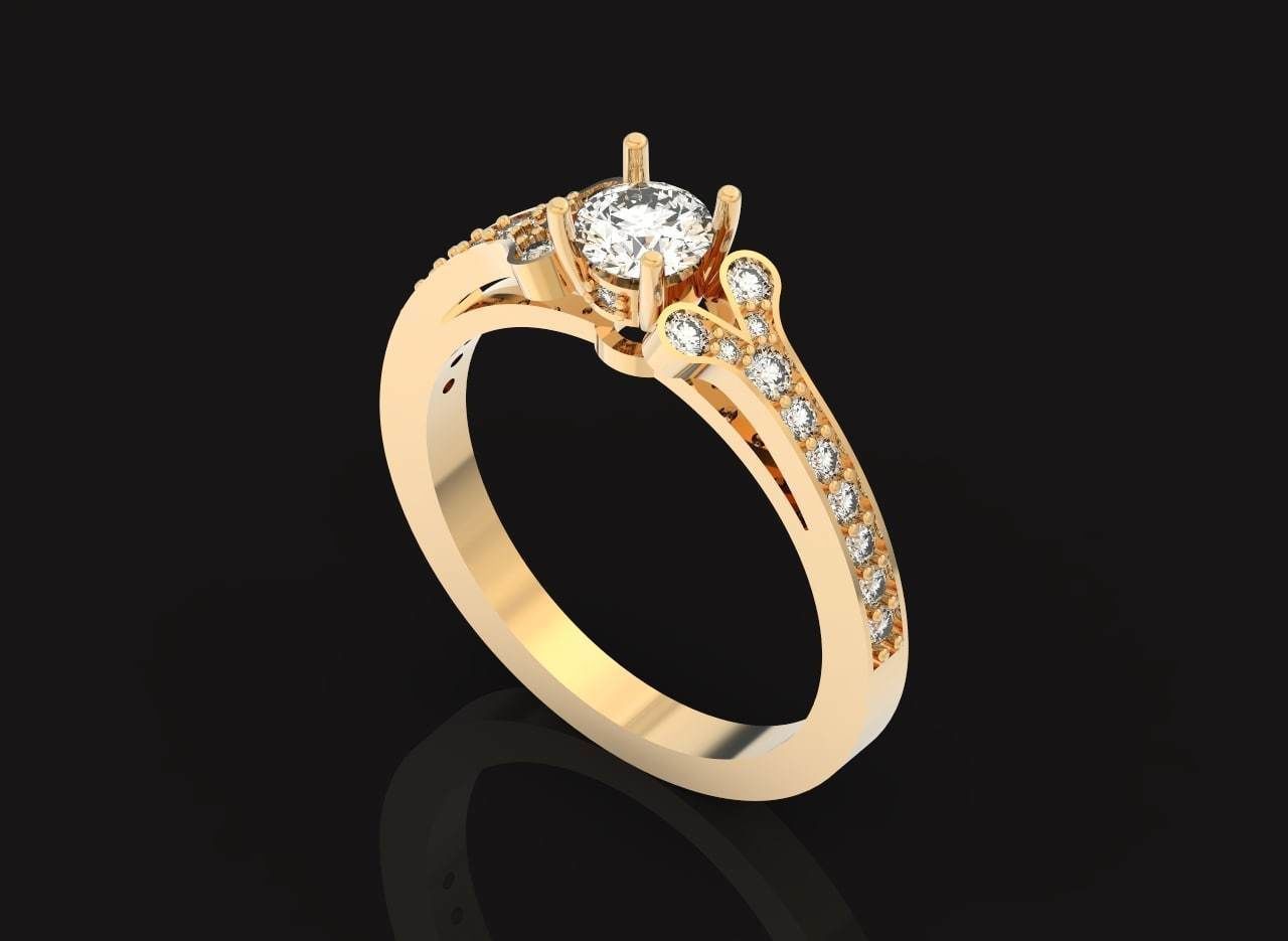 Elegant set engagement and earrings with round diamond 500 3D Model Collection_28
