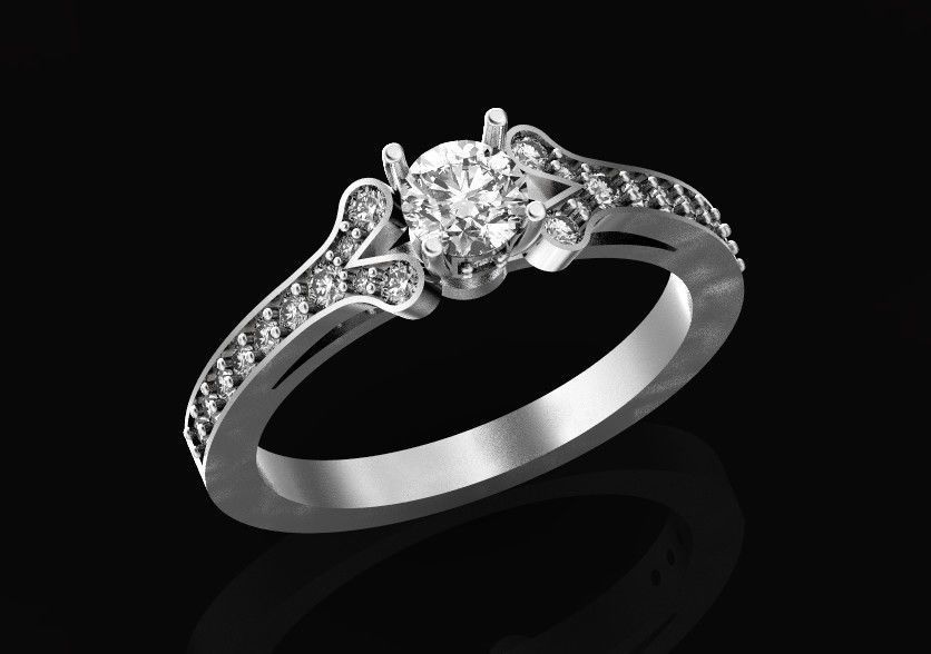 Elegant set engagement and earrings with round diamond 500 3D Model Collection_9