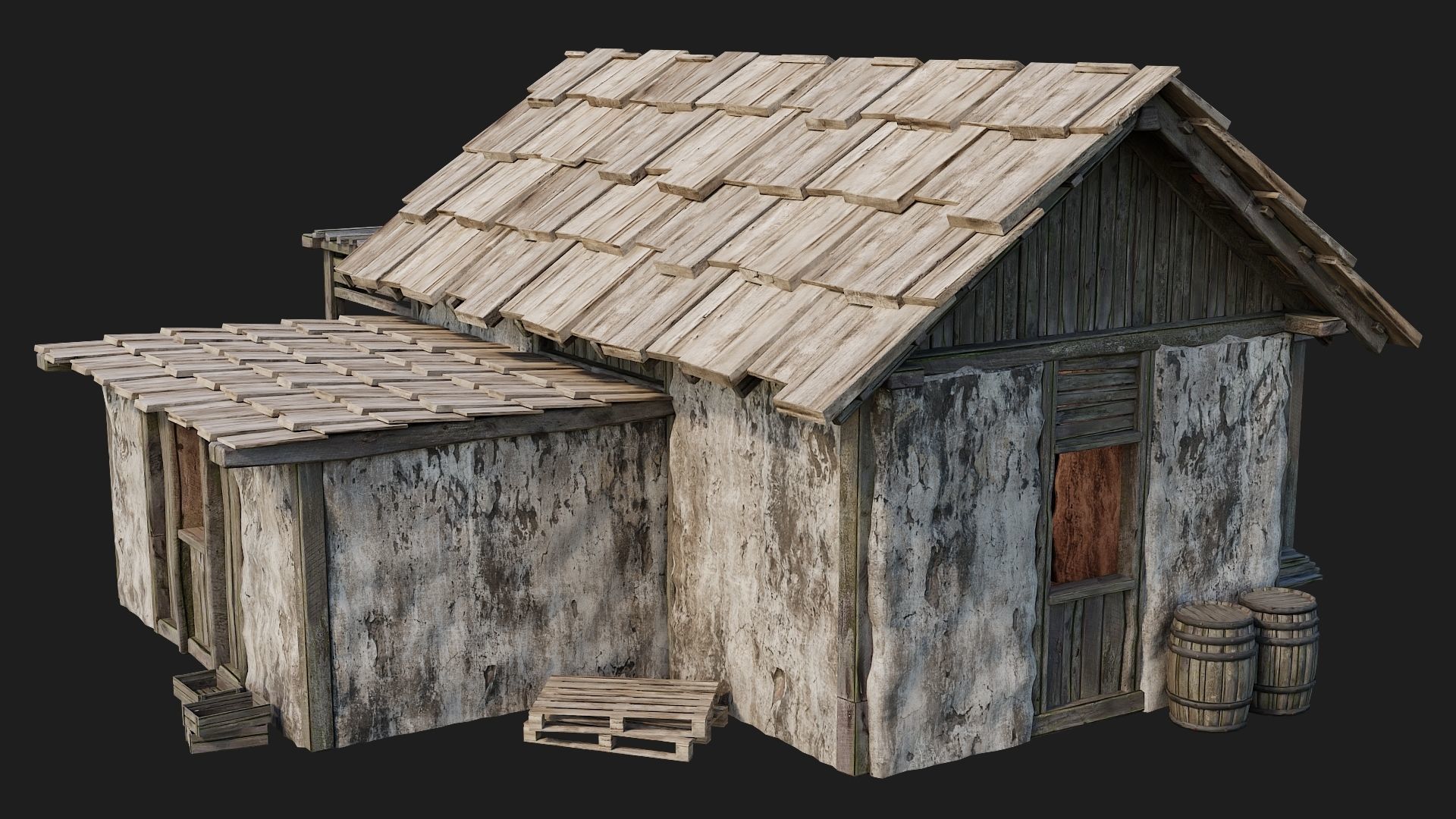 Old Medieval Building 4K Textures GameReady 128 Low-poly 3D model_12