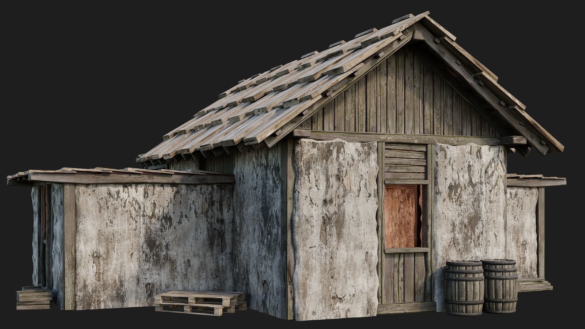 Old Medieval Building 4K Textures GameReady 128 Low-poly 3D model_8