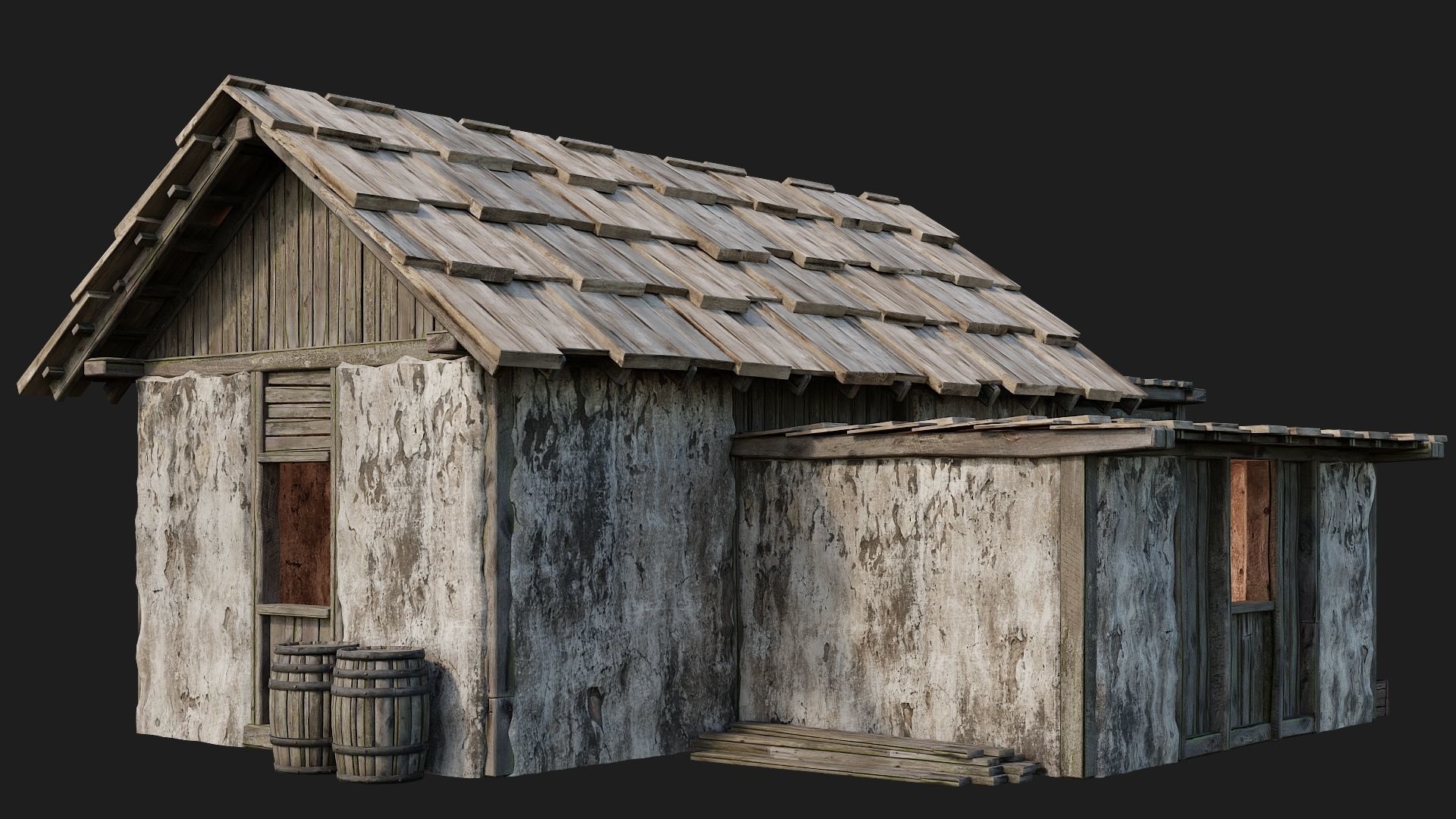 Old Medieval Building 4K Textures GameReady 128 Low-poly 3D model_10