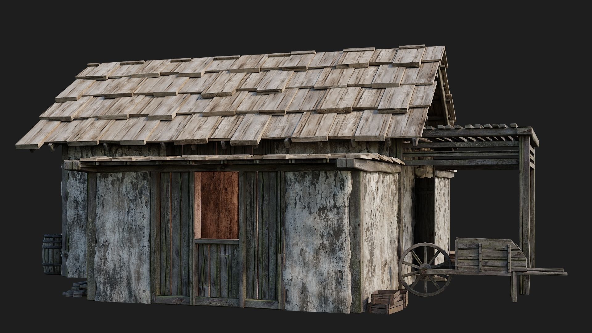 Old Medieval Building 4K Textures GameReady 128 Low-poly 3D model_9