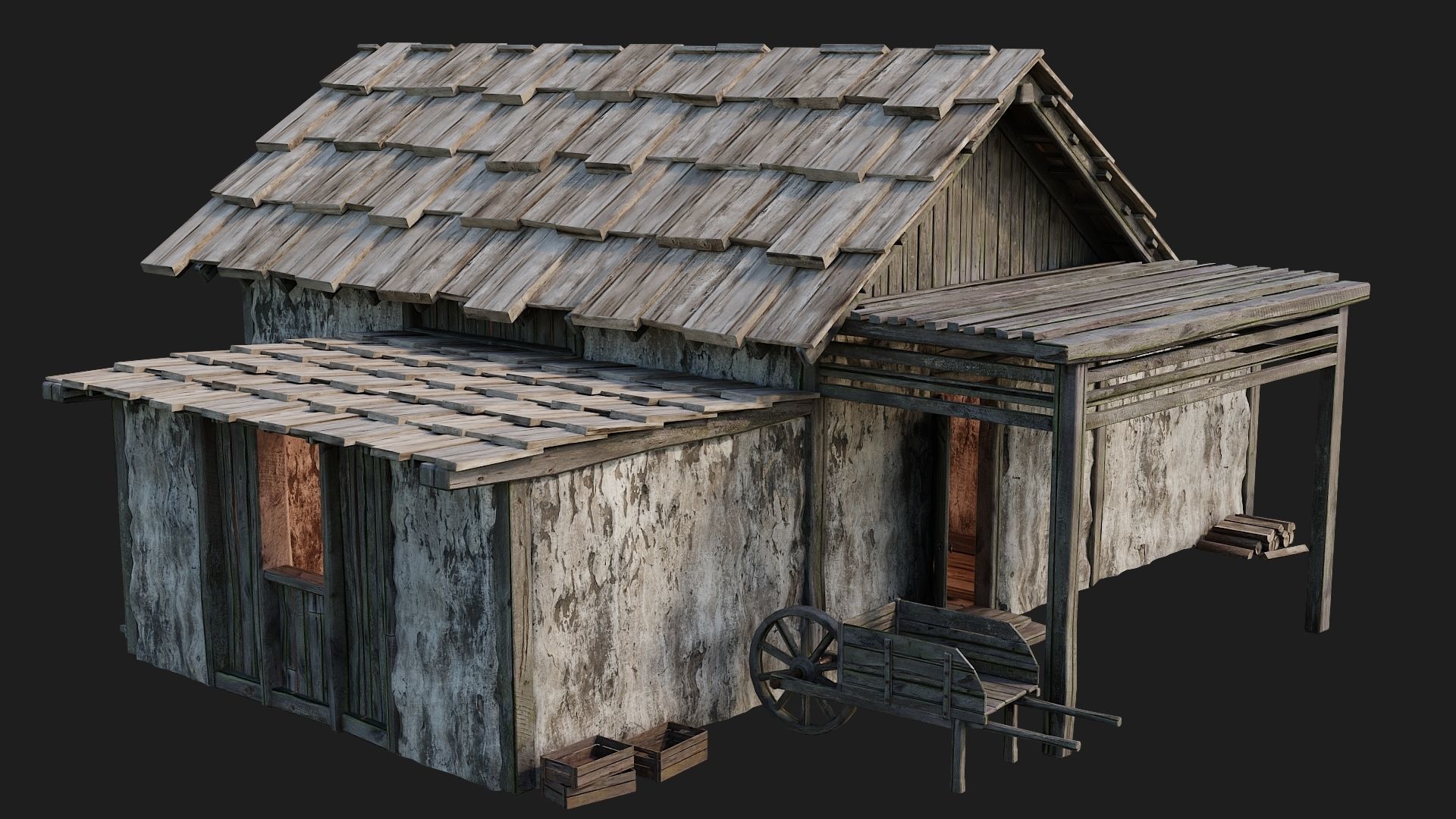 Old Medieval Building 4K Textures GameReady 128 Low-poly 3D model_11