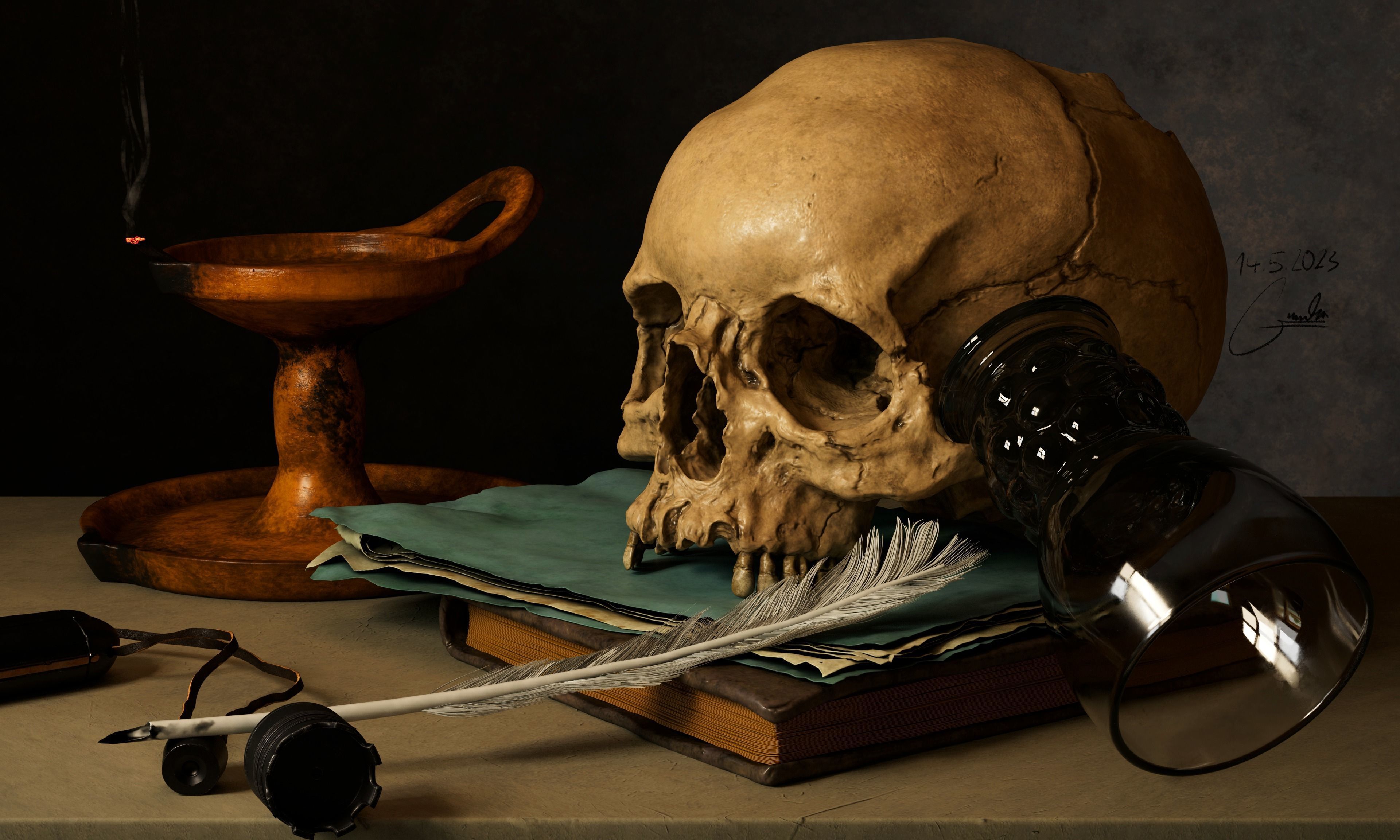 Photorealistic Skull with parietal trauma 3D model_2