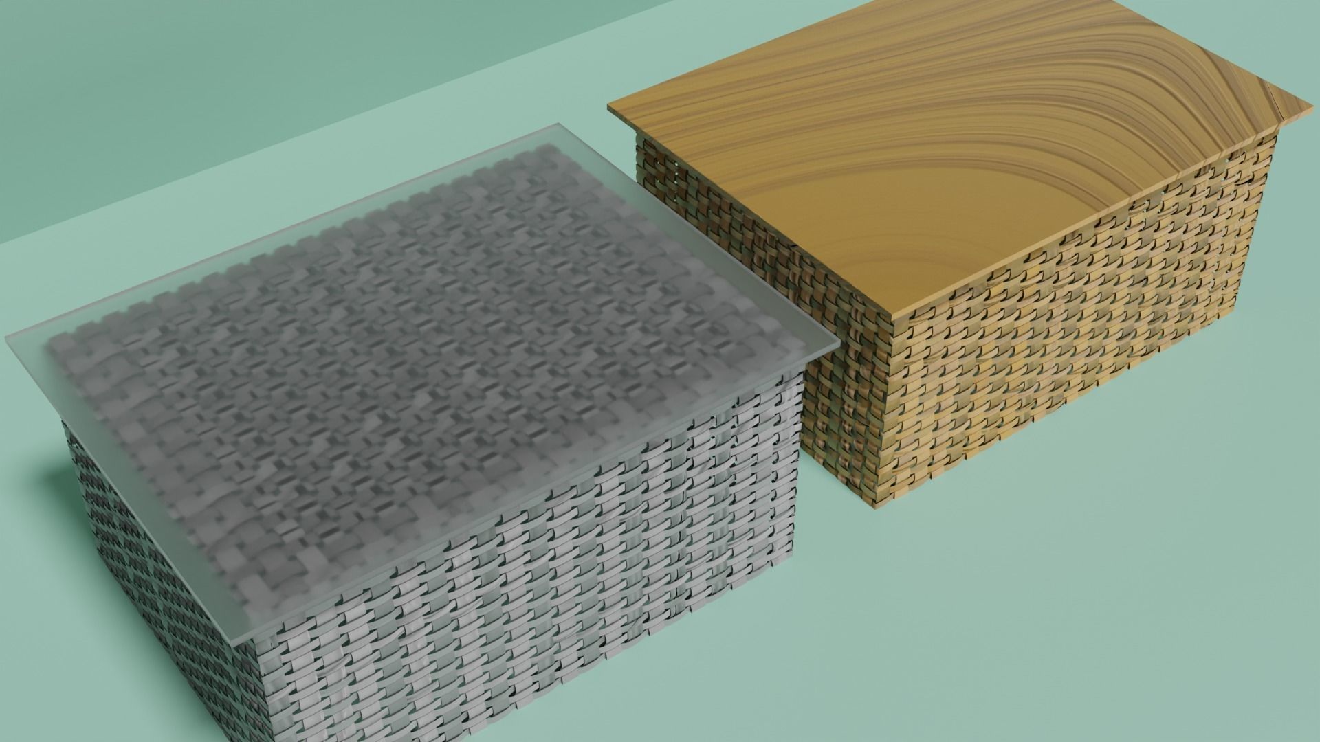Wicker Tables Set 3D model_5