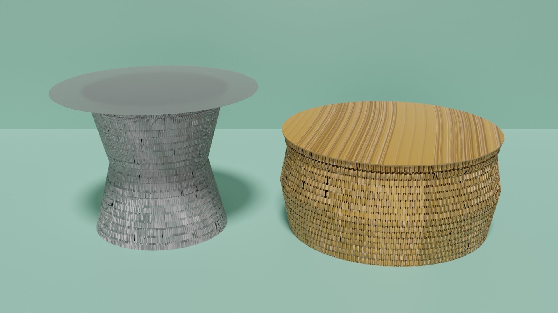 Wicker Tables Set 3D model_6