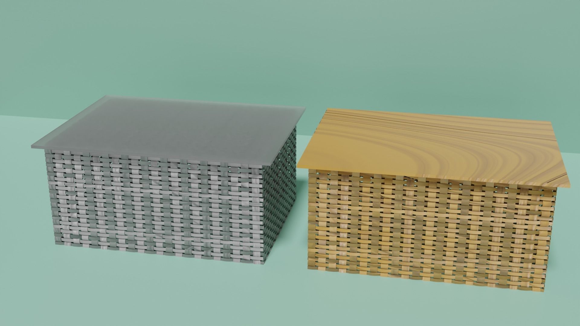 Wicker Tables Set 3D model_4
