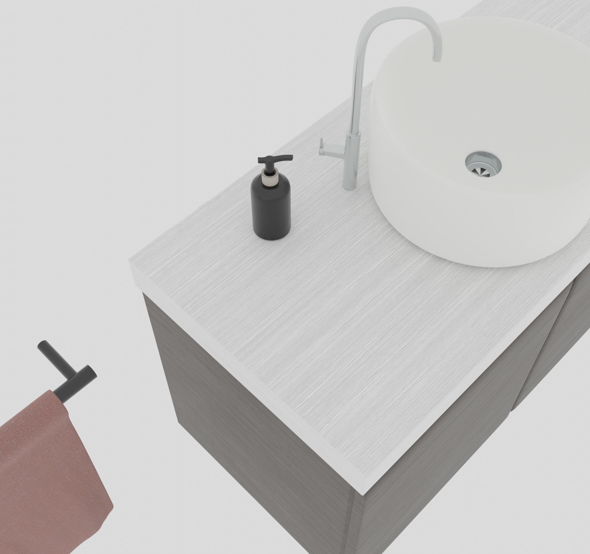 Bathroom Sink Setup with Towel 3D model_1