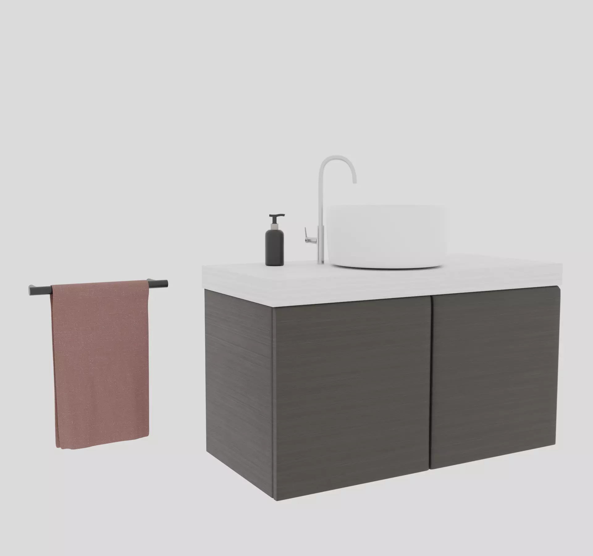 Bathroom Sink Setup with Towel 3D model_0