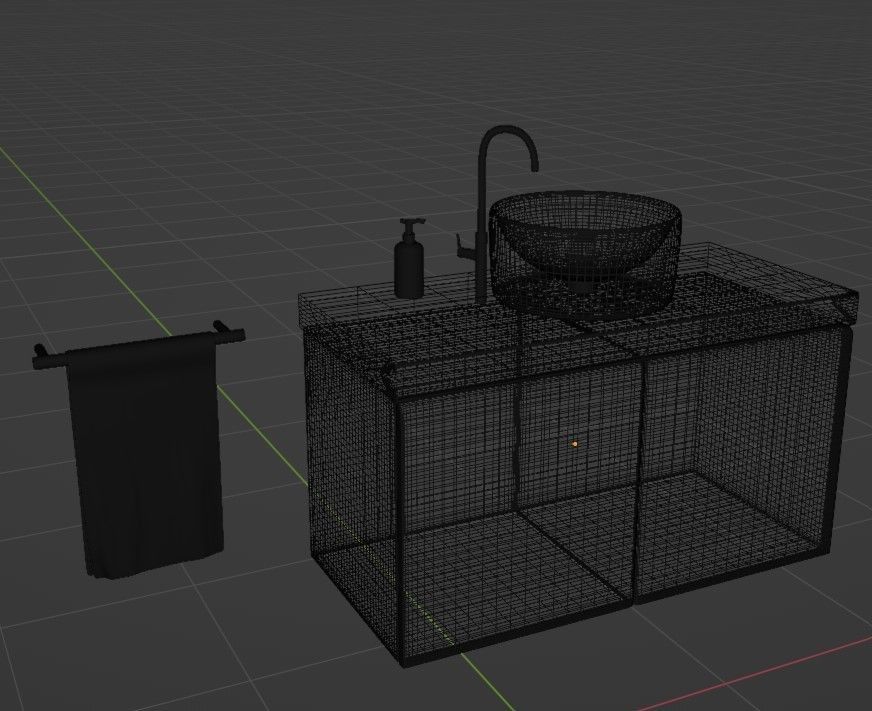 Bathroom Sink Setup with Towel 3D model_4