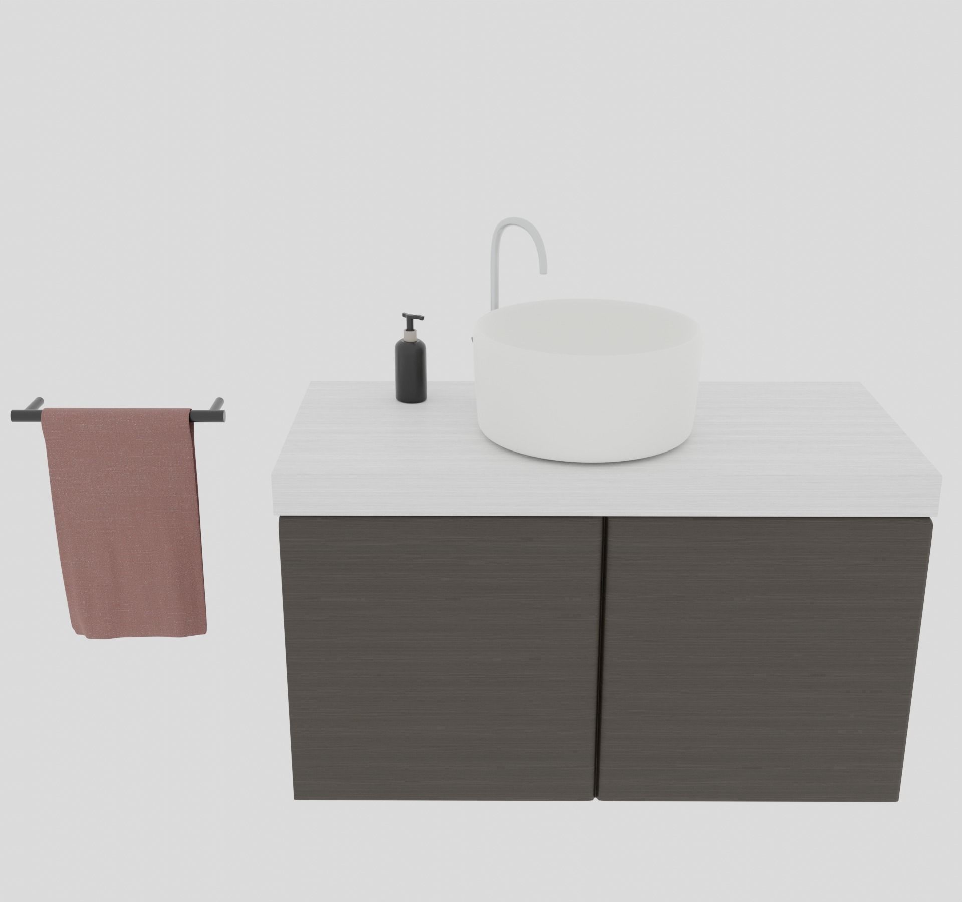 Bathroom Sink Setup with Towel 3D model_3