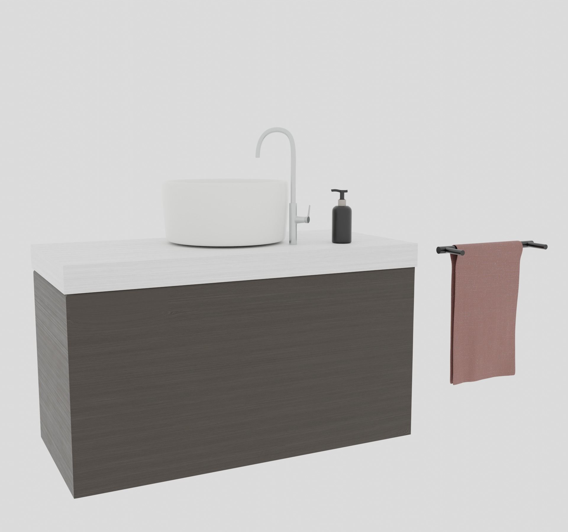 Bathroom Sink Setup with Towel 3D model_2