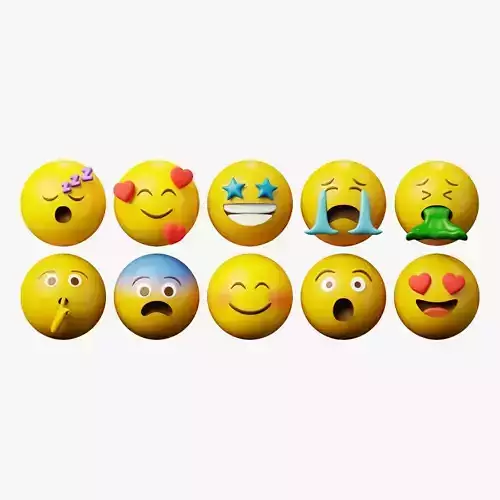 10 Emoticon Yellow Ball Pack Version 2 3D model