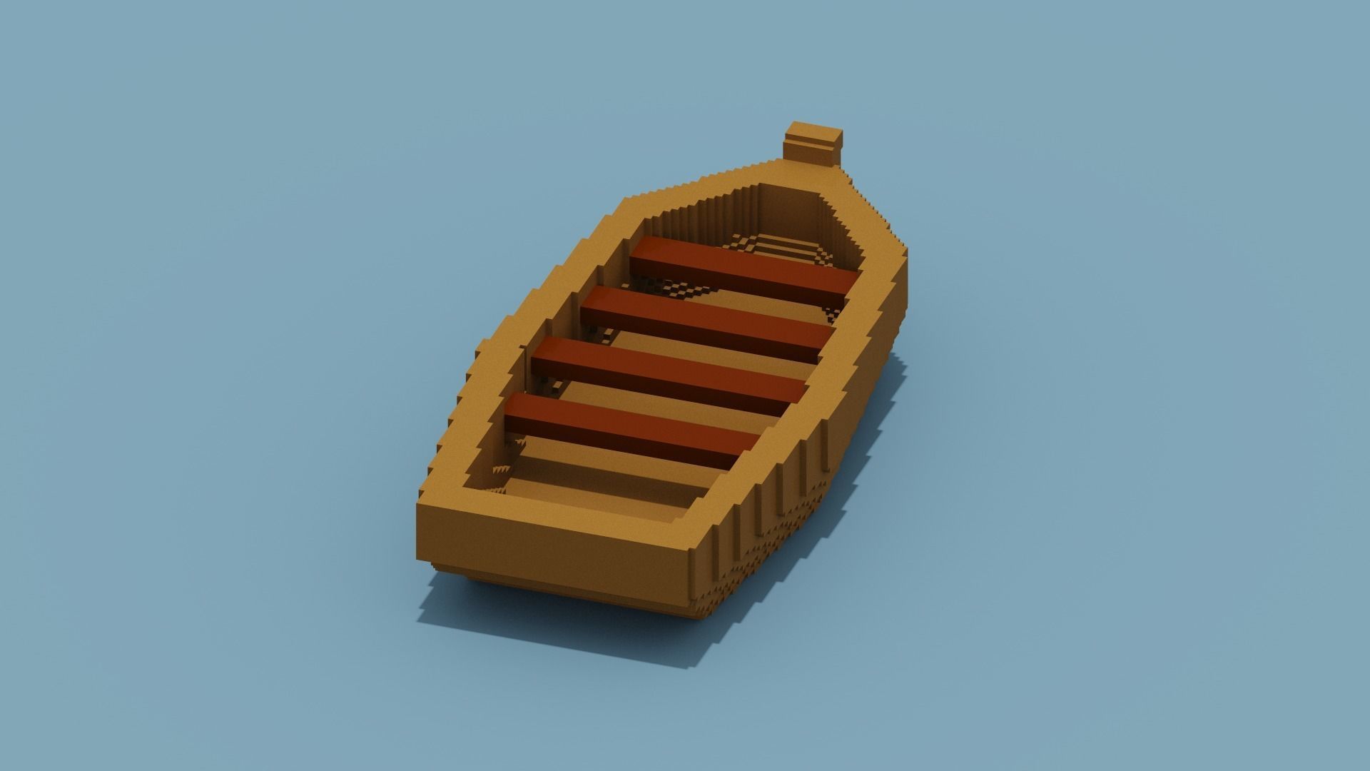 Voxel Boat Low-poly 3D model_3