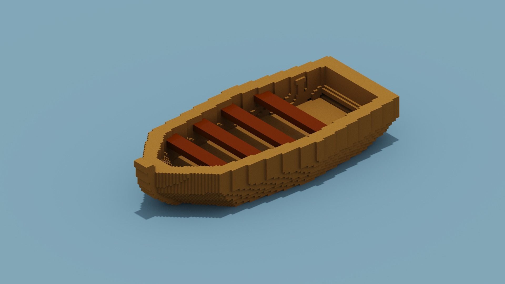 Voxel Boat Low-poly 3D model_9