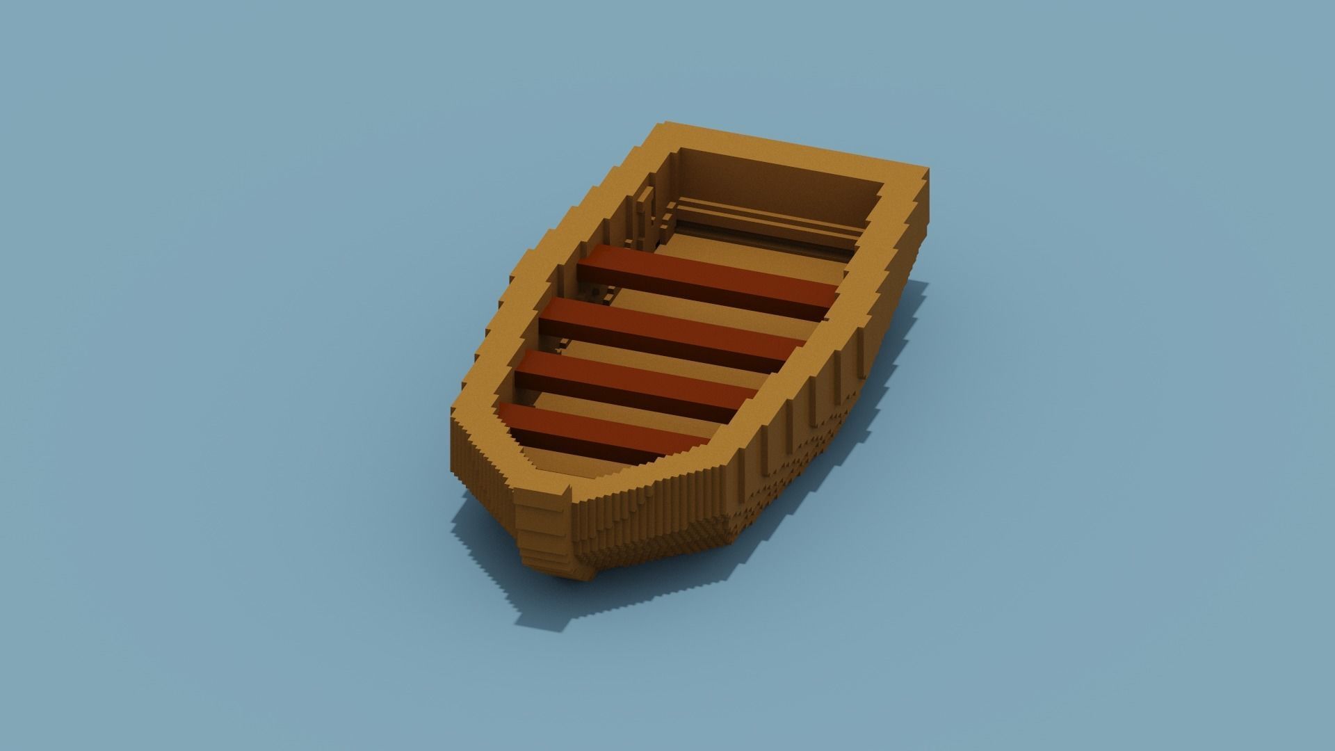 Voxel Boat Low-poly 3D model_11