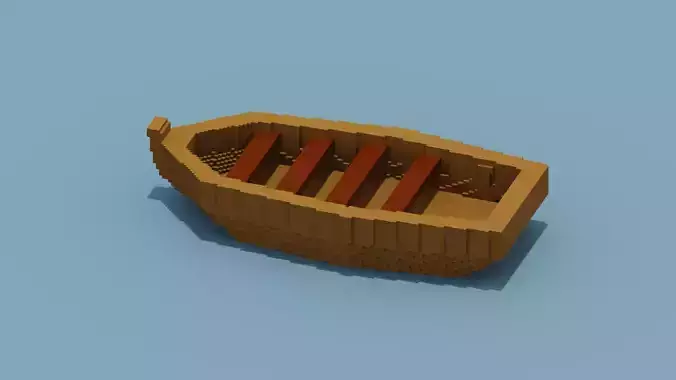 Voxel Boat Low-poly 3D model