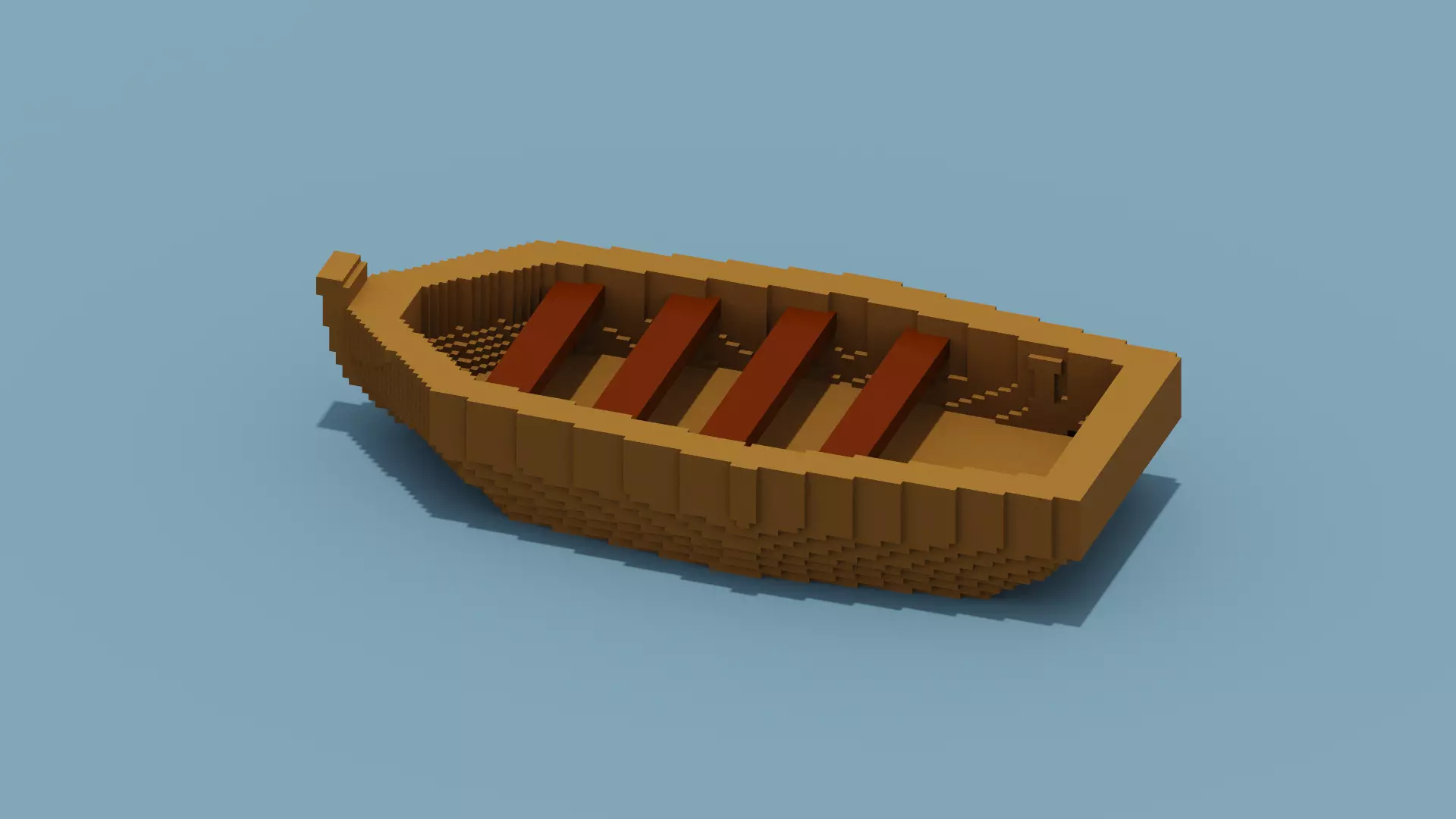 Voxel Boat Low-poly 3D model_0