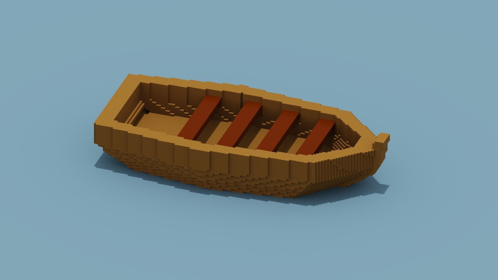 Voxel Boat Low-poly 3D model_6