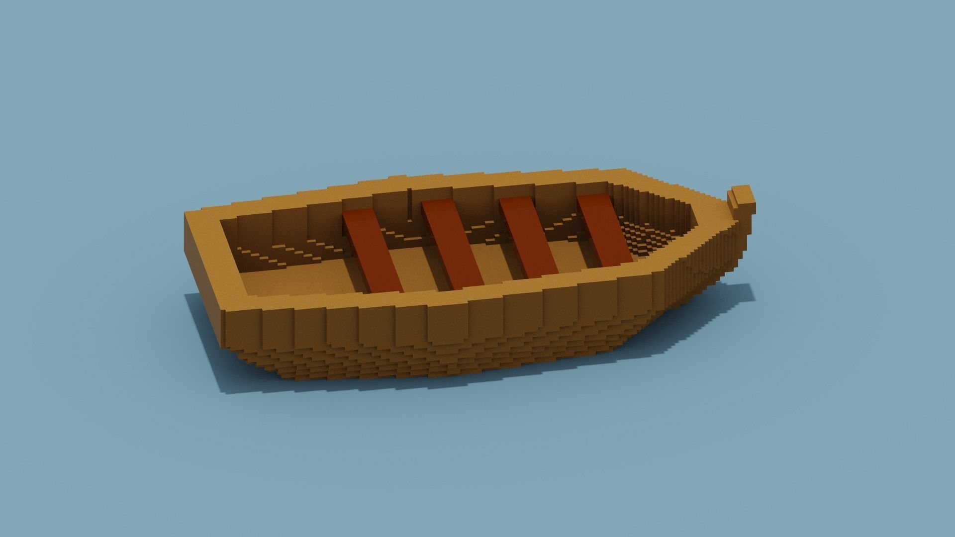 Voxel Boat Low-poly 3D model_2