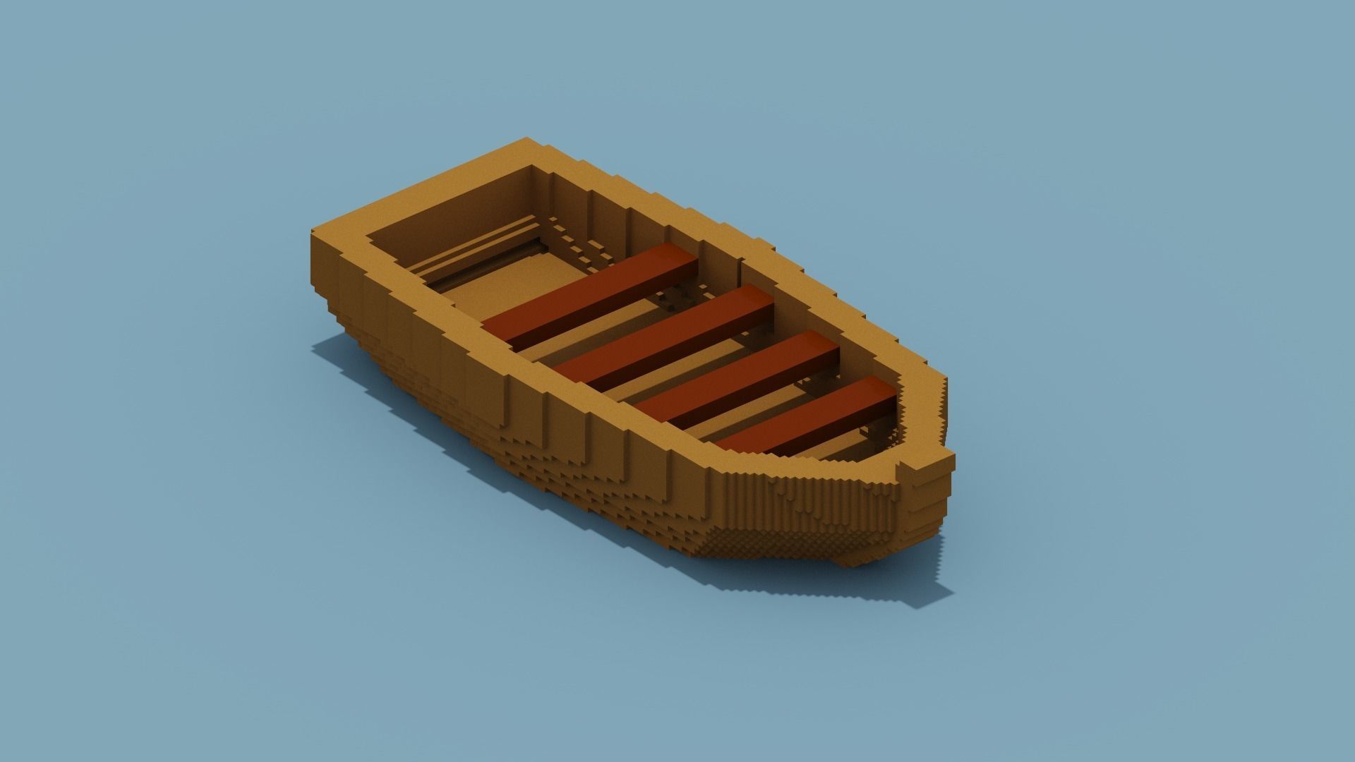 Voxel Boat Low-poly 3D model_7
