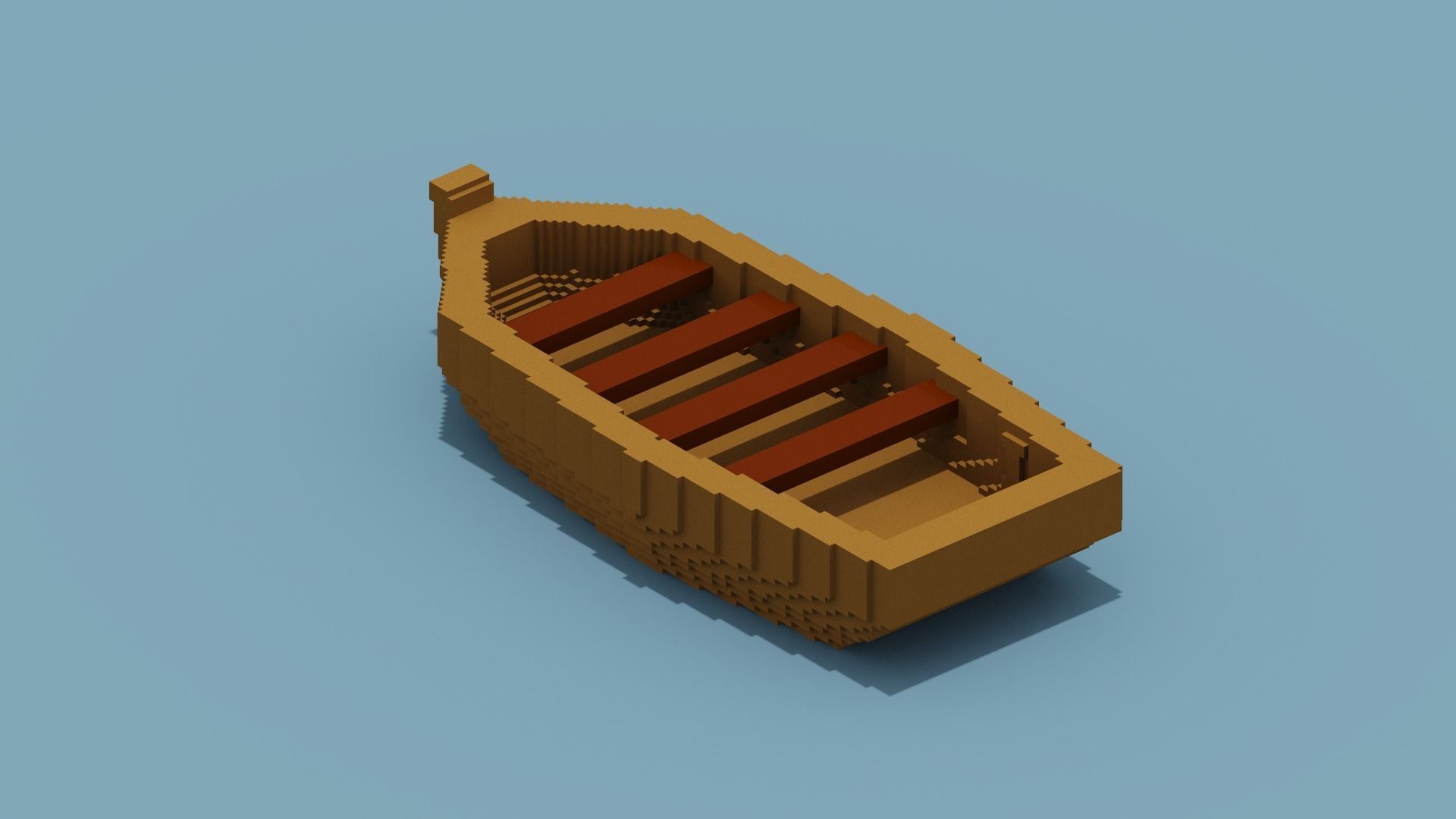 Voxel Boat Low-poly 3D model_1