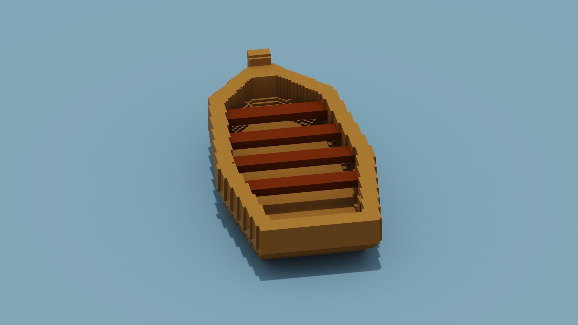 Voxel Boat Low-poly 3D model_4