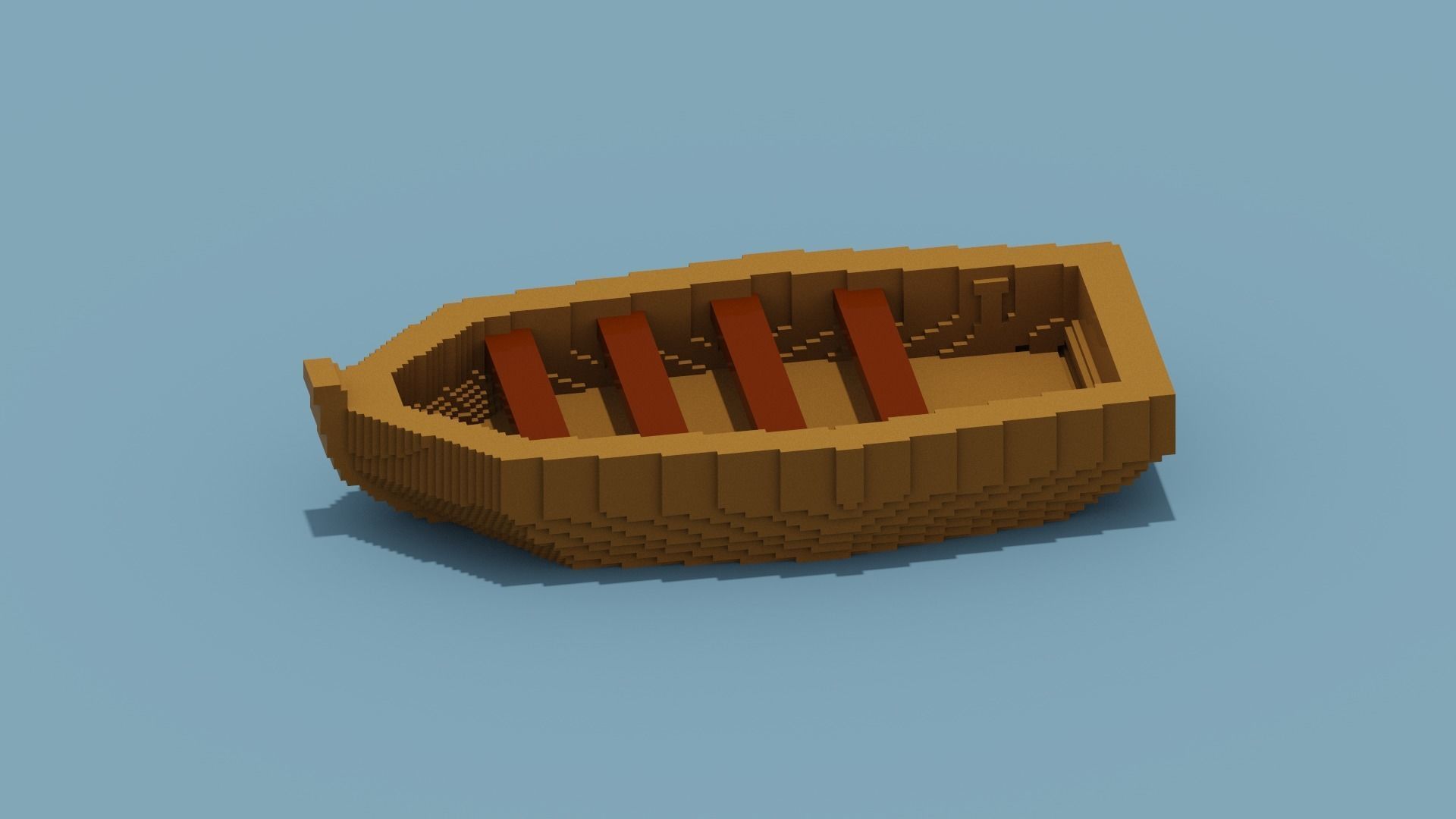 Voxel Boat Low-poly 3D model_10