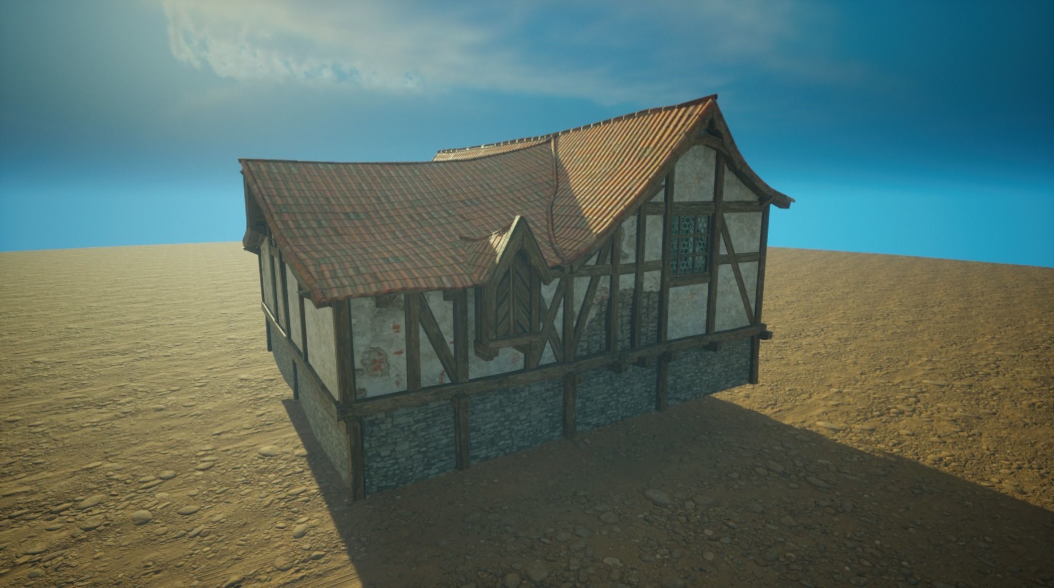 Medieval old House8-interior and exterior design Low-poly 3D model_3