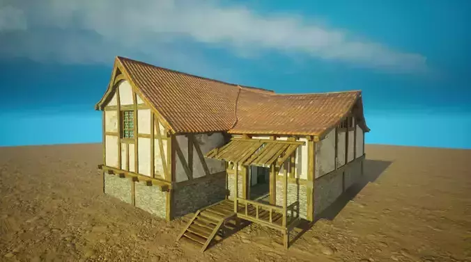 Medieval old House8-interior and exterior design Low-poly 3D model