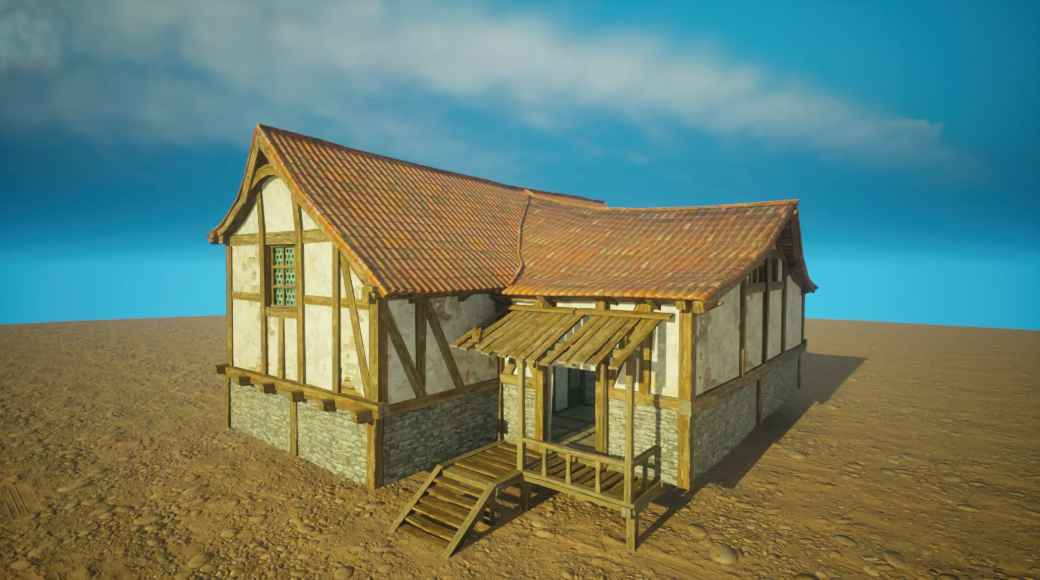 Medieval old House8-interior and exterior design Low-poly 3D model_0