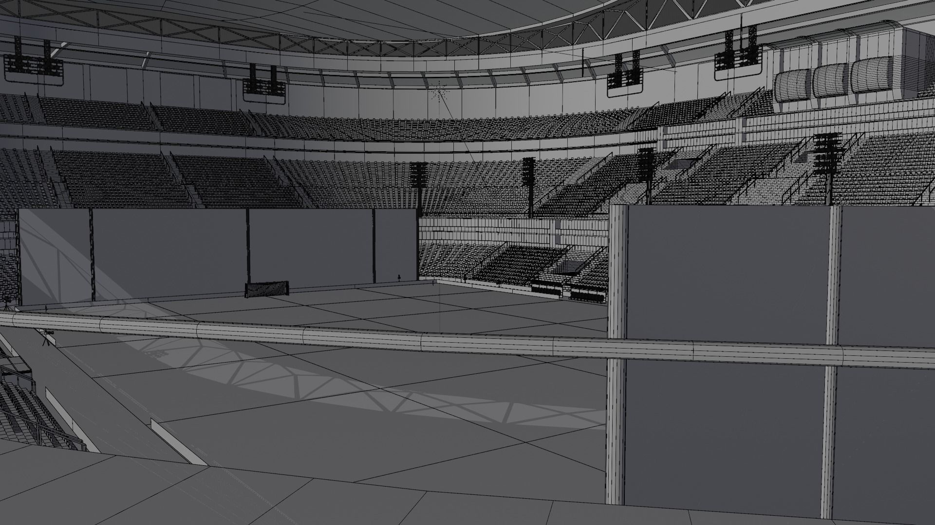 Big football stadium Low-poly 3D model_4