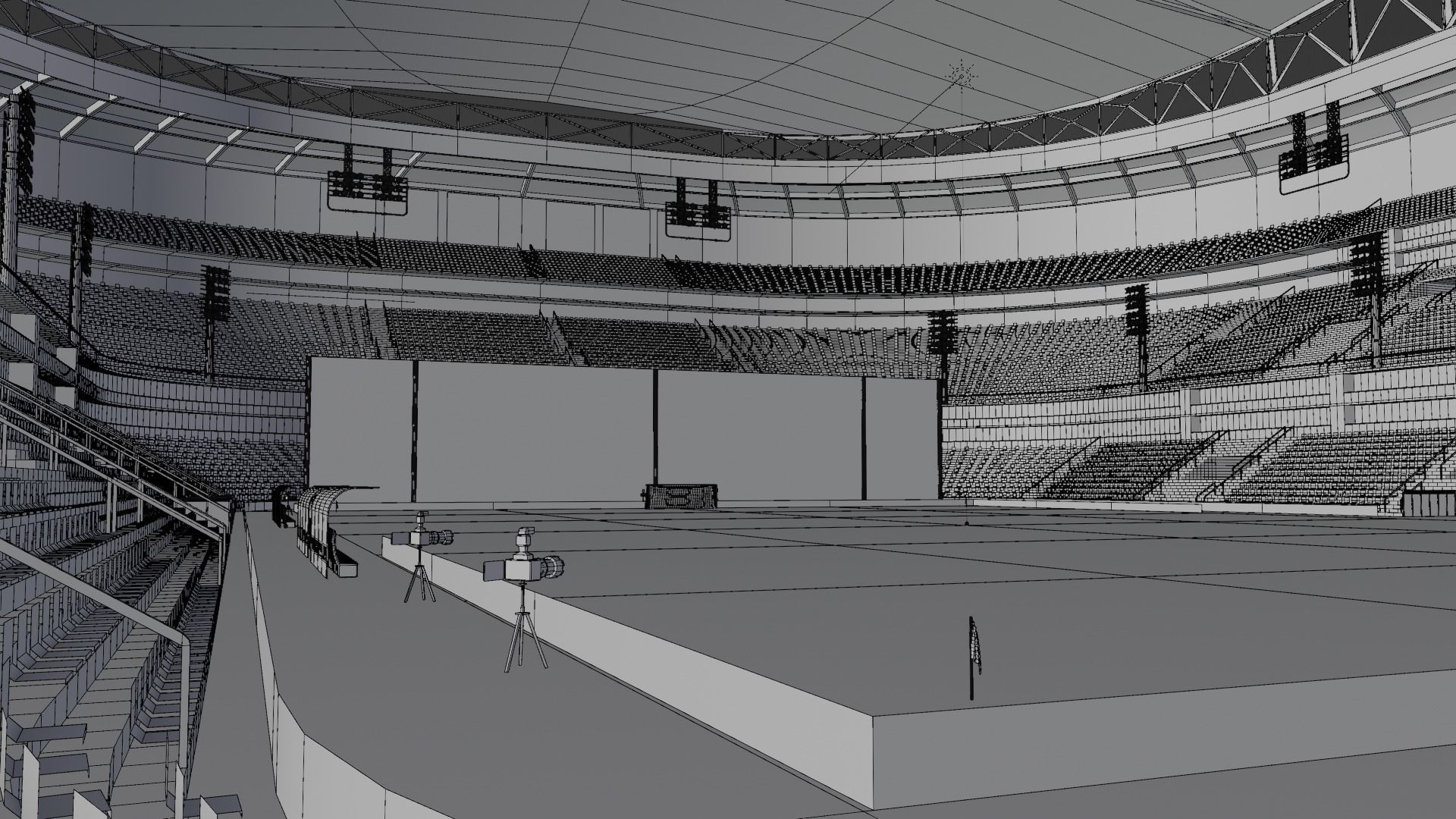 Big football stadium Low-poly 3D model_2