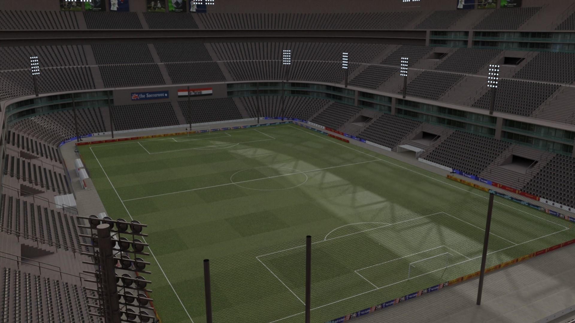 Big football stadium Low-poly 3D model_5