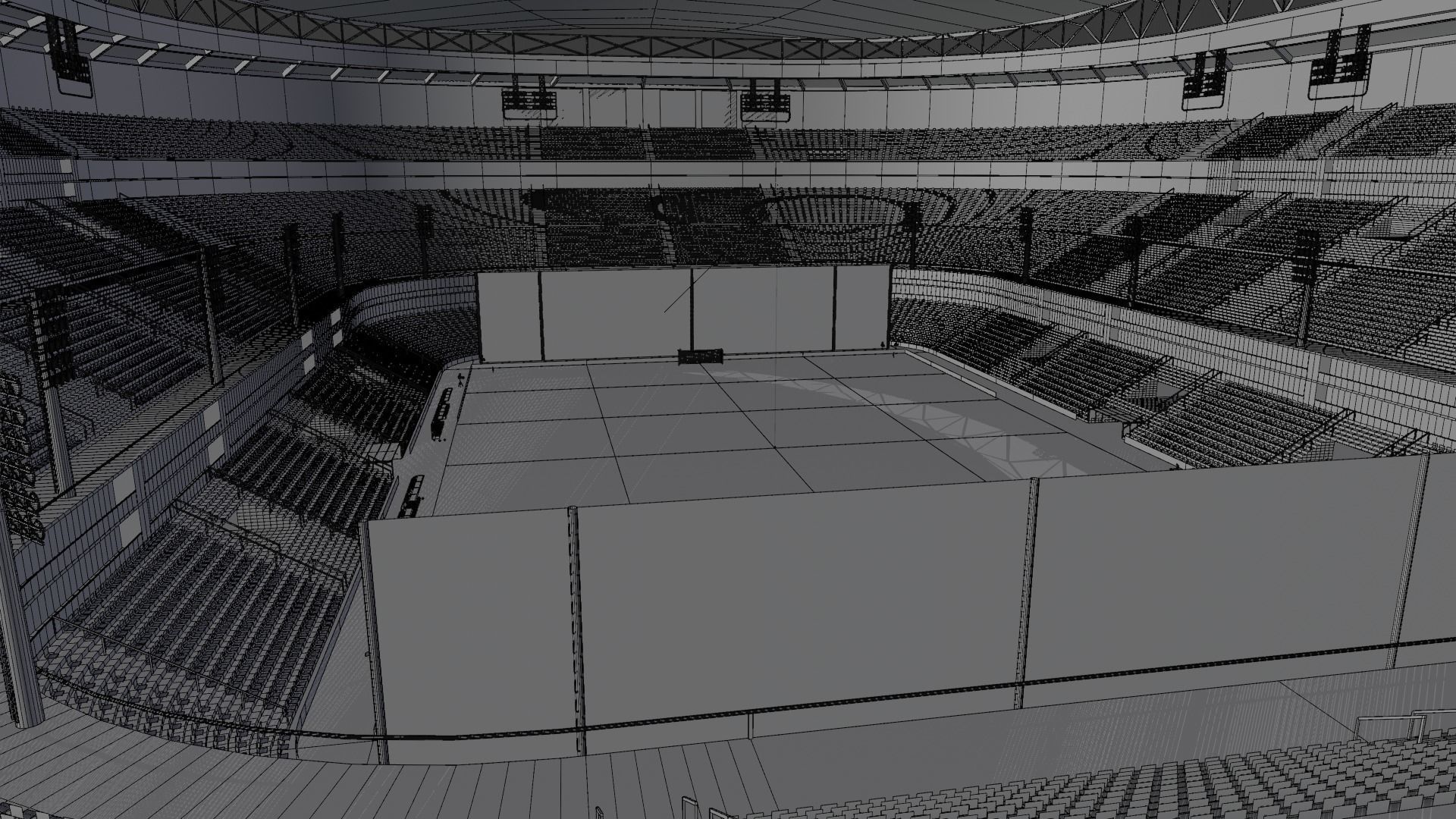 Big football stadium Low-poly 3D model_6