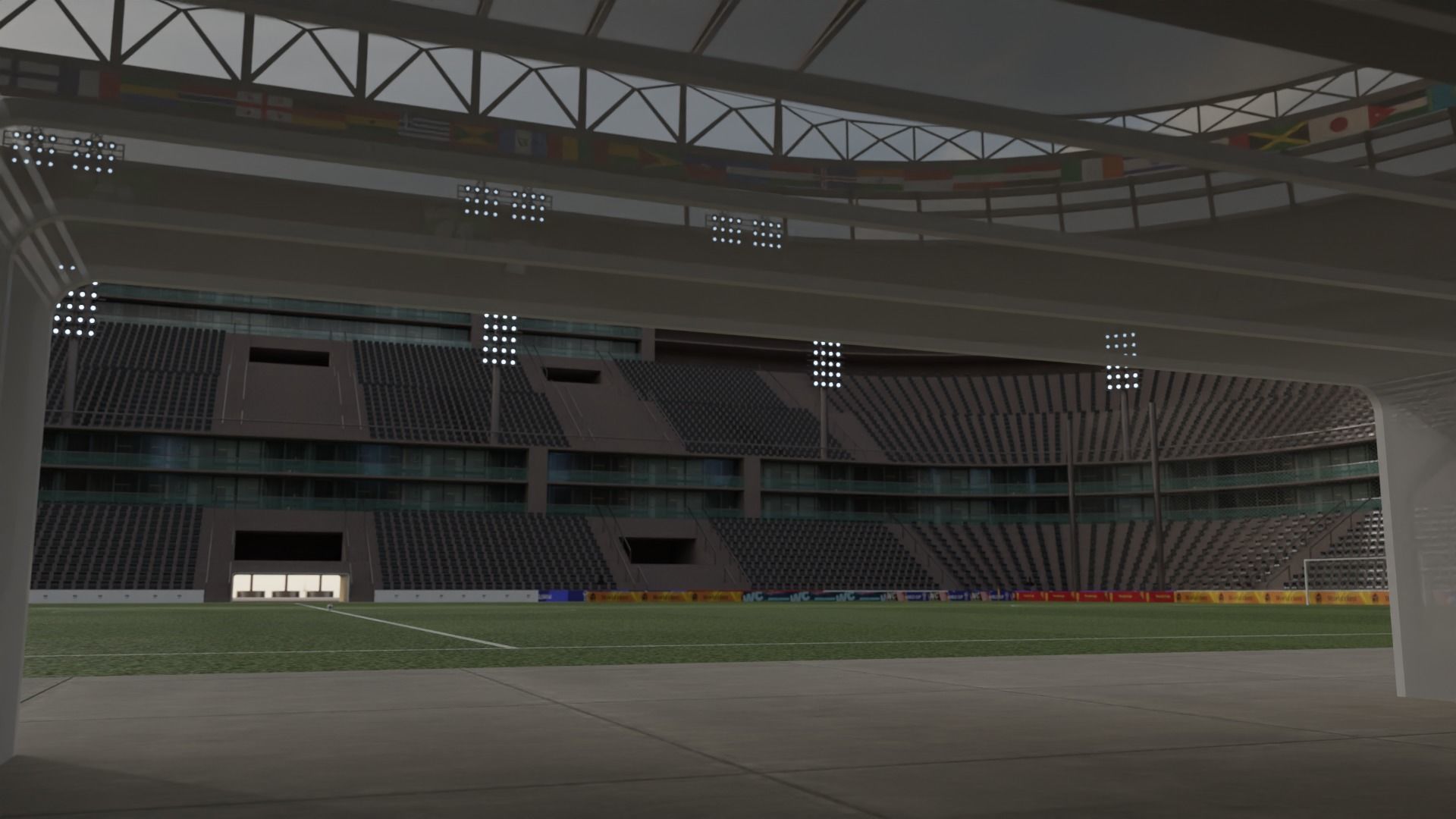 Big football stadium Low-poly 3D model_9