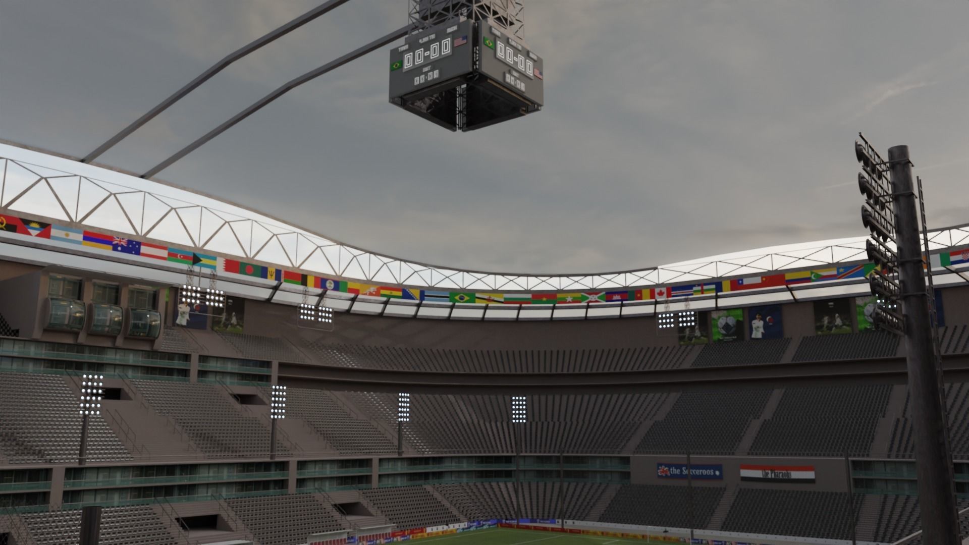 Big football stadium Low-poly 3D model_11